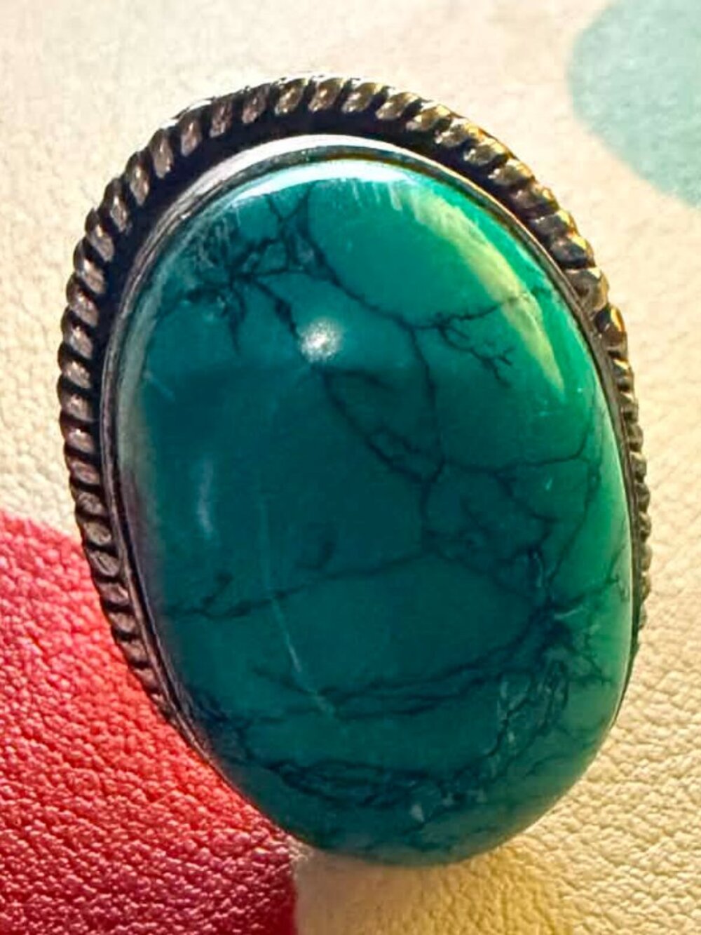 Vintage Costume Jewelry - Turquoise Inspired Adjustable Ring